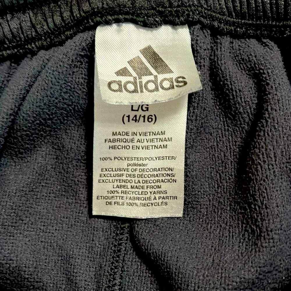 Adidas Sweatpants- large 14-16 -black with white stripe down the side